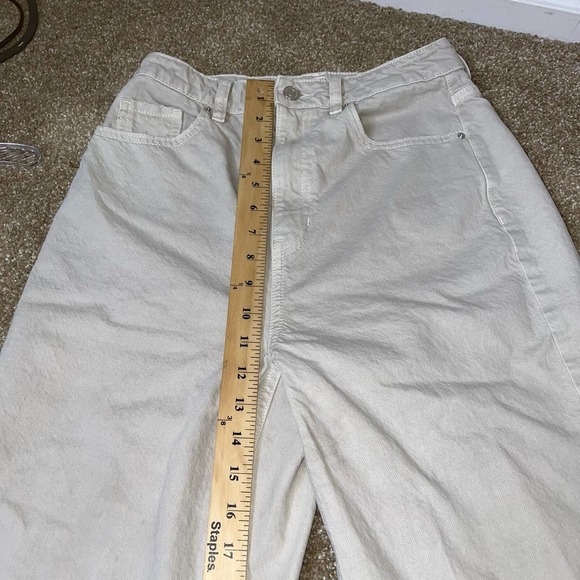 Pac Sun 90's Boyfriend jeans wide leg busted knee off white high waist 27" - Picture 6 of 10